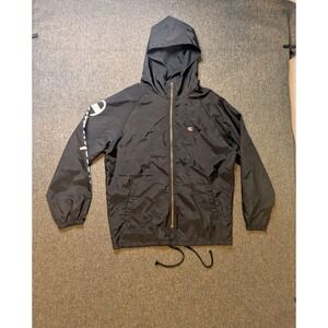 Champion Mens Windbreaker Rain Jacket Full Zip Hooded Mens Size Small Coat